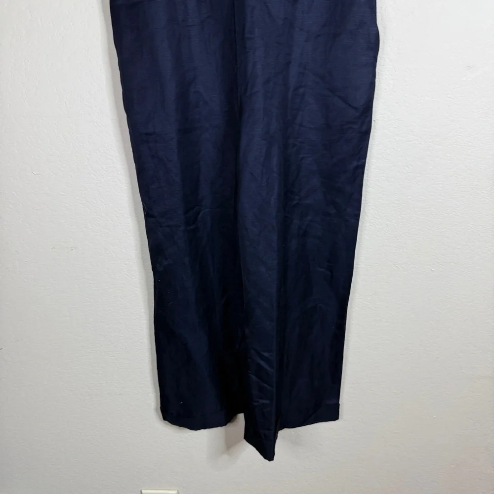 BANANA REPUBLIC navy blue sleeveless wide leg crop linen jumpsuit SIZE 10 NEW
